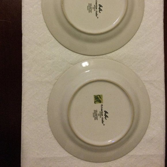 2 American Atelier Botanical Salad dessert plates stoneware floral purple - Picture 3 of 3